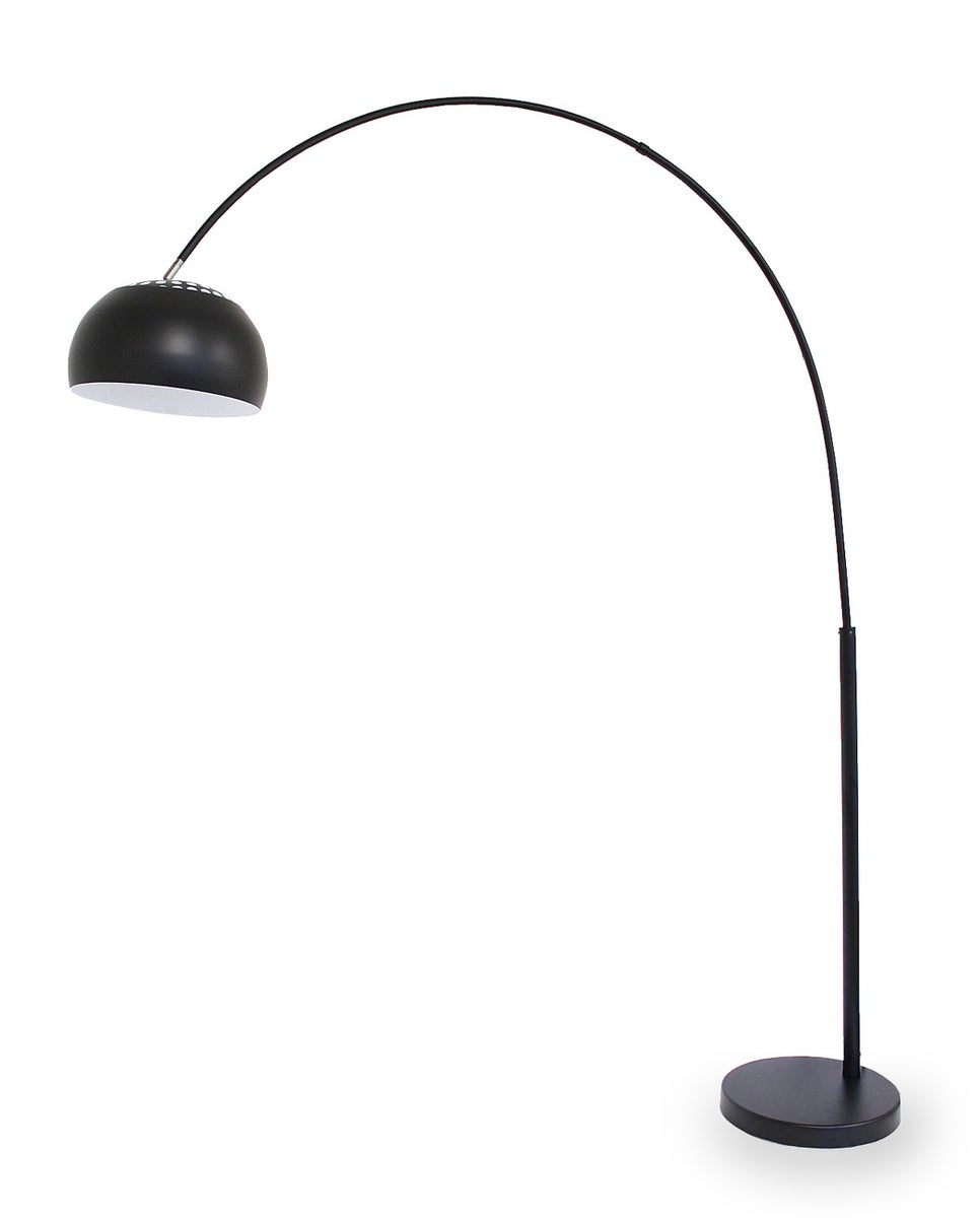 Bogenleuchte Kariba matt schwarz Lampenschirm gelocht 210 cm 10950