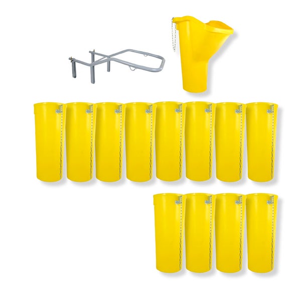 Bauschuttrutschen-Set SIRL XXL Profi | 14-teilig | 13,73m Länge | Einfülltrichter, Halterung & 12 Schuttrohre | Gelb