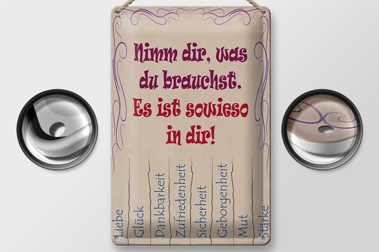 Blechschild Spruch 20x30cm Nimm dir was du brauchst Liebe
