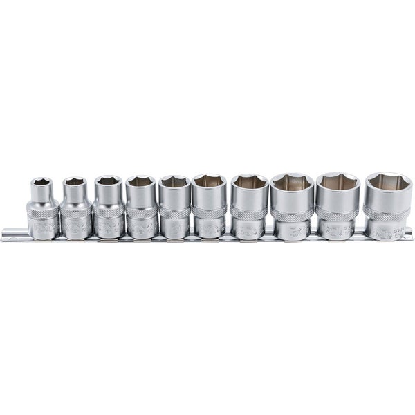 BGS Steckschlüssel-Einsatz-Satz Sechskant Antrieb Innenvierkant 12,5 mm (1/2) Zollgrößen 10tlg. - 9113
