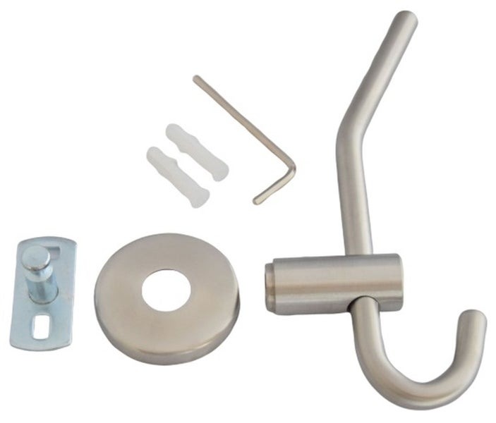 Wandhaken aus Edelstahl mit zwei Haken zum Aufhängen von Kleidung und Handtüchern.