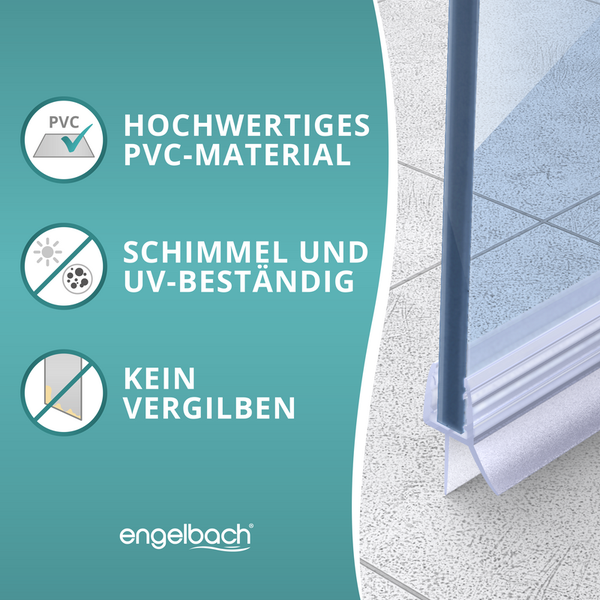 Engelbach® Duschdichtung  3x 100cm mit perfekter Passform für 5-8mm Glastüren mit extra dicker Gummilippe