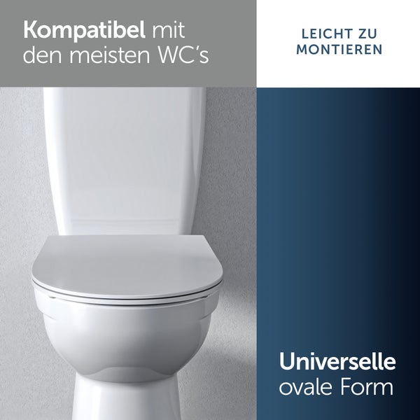 Ideal Standard - Universal WC-Sitz oval, Sandwich Design, mit Absenkautomatik, Antibakteriell, Abnehmbar, Urea, Weiß