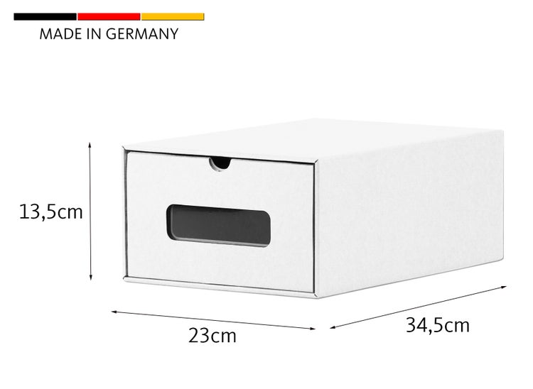 BigDean 20er Boxen-Set mit Sichtfenster & Schublade - Pappkarton aus Kraftpapier - Schuhbox Spielzeug-Box Aufbewahrung für Zubehör & Accessoires