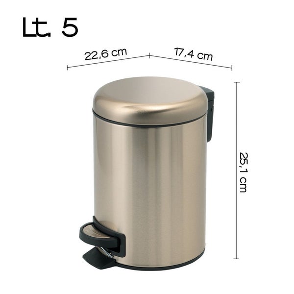 Mülleimer für das Badezimmer (5l) aus Edelstahl, Farbe Gold | Papaya