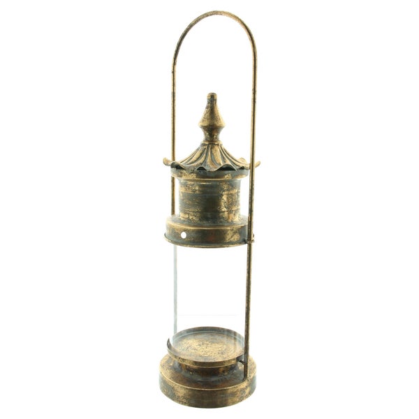 FRANK FLECHTWAREN | Laterne Gold, METALL, GLAS, 15 x 15 x 54 cm