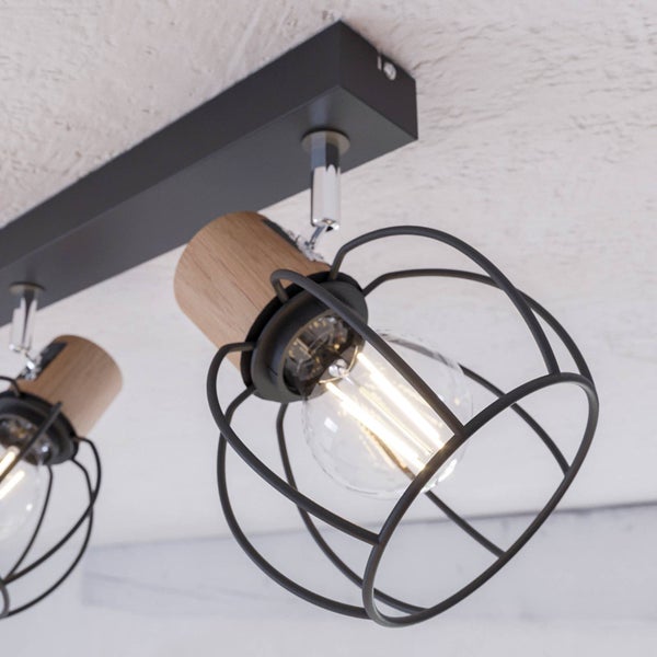 Envostar Deckenlampe Fence in Schwarz aus Metall (3 flammig, E27) - Deckenleuchte Lampe Flurleuchte