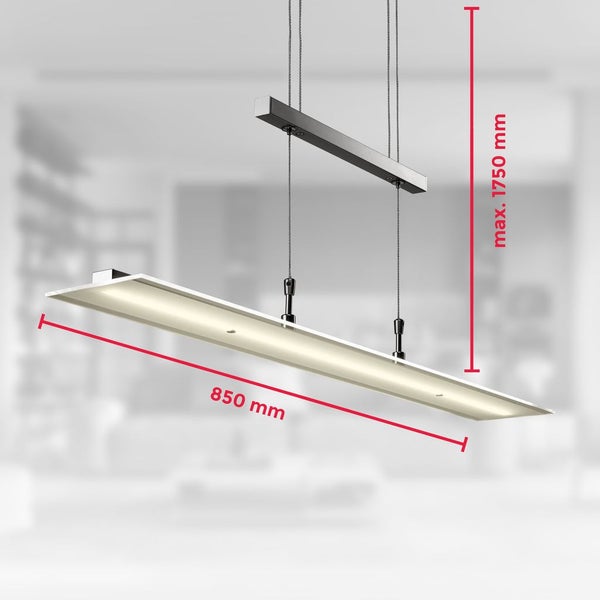 Hängelampe - 16W, 1750lm, LED, höhenverstellbar, dimmbar, warmweiß, matt-nickel