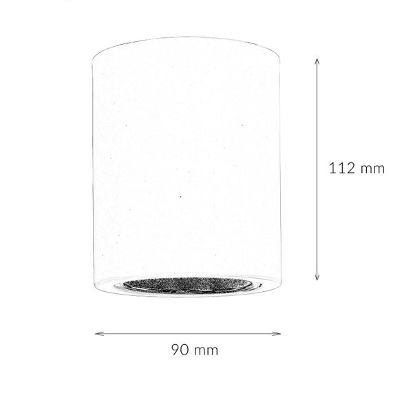 Technische Zeichnung einer Wandleuchte mit den Maßen 90 mm Breite und 112 mm Höhe.