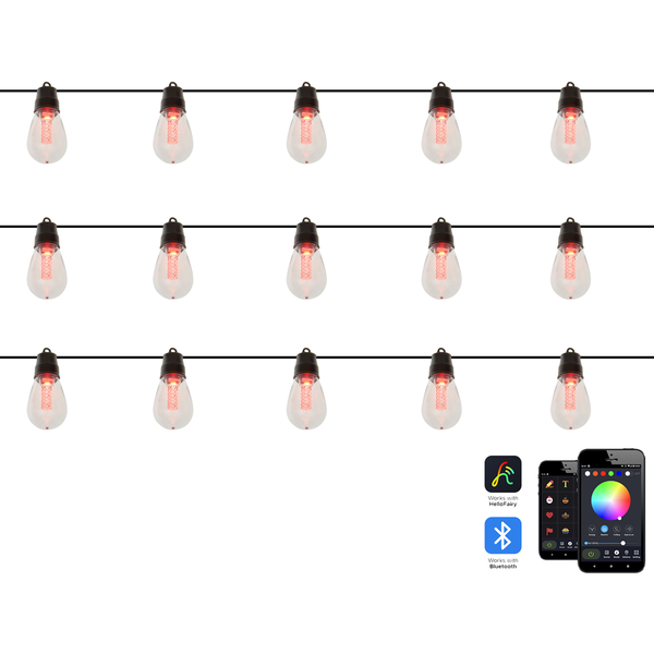 Smart LED Gartengirlande 15 Lichter mehrfarbig mit App-Steuerung 1150 cm ITILLEQ