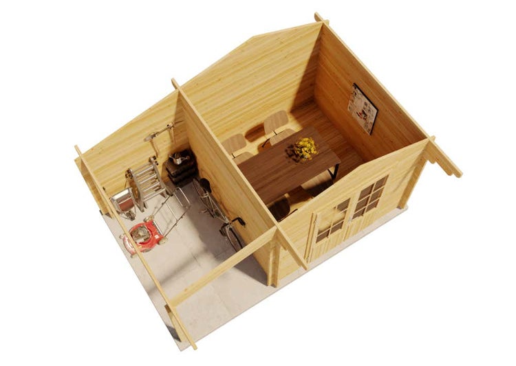 Alpholz Gartenhaus Anna-44 ISO mit Seitendach Gartenhaus aus Holz in natur, Holzhaus mit 44 mm Wandstärke inklusive Schleppdach, Blockbohlenhaus mit Montagematerial imprägniert 4,7x3m