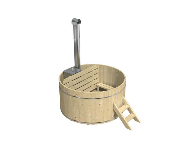 FinnTherm Badefass Bergen aus Holz mit Montagematerial, Naturbelassen