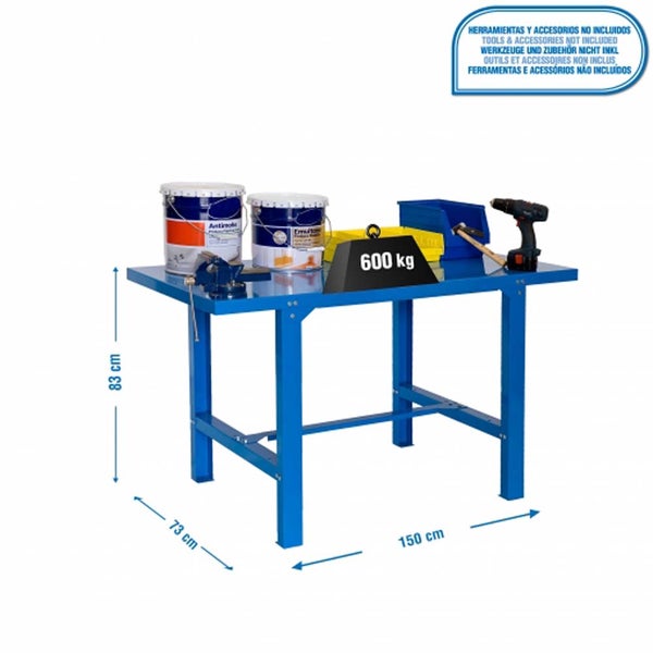 PROREGAL Werkbank Buffalo Metal HxBxT 83 x 150 x 73 cm Traglast 600 kg Blau