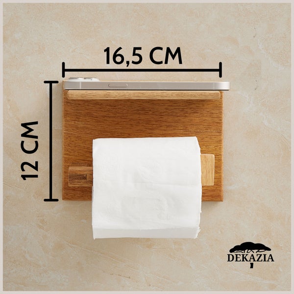 DEKAZIA® Klopapierhalter mit Ablage Mango | Toilettenpapierhalter Holz Klopapierhalter Holz Klorollenhalter Holz Klopapierhalter Bambus WC Rollenhalter Holz WC Papier Halterung Holz ohne Bohren Wand