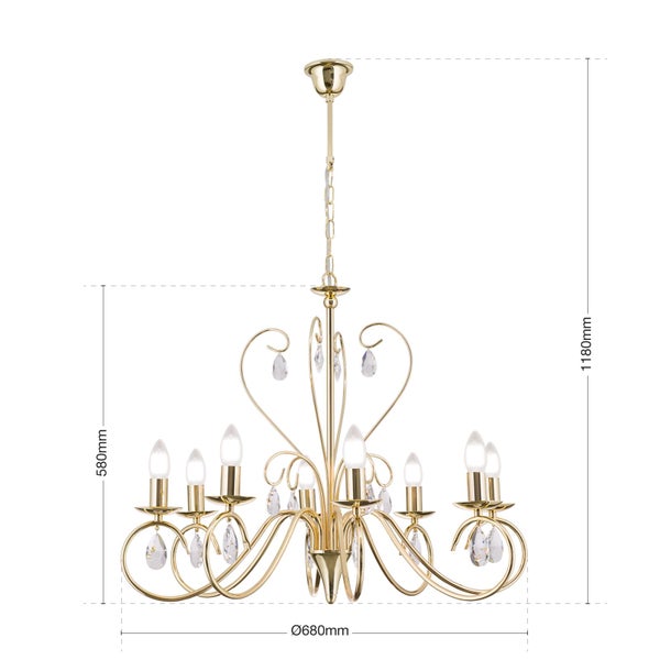 Kristall Kronleuchter Alessia 68 cm x 58 cm 8 x E14 Gold