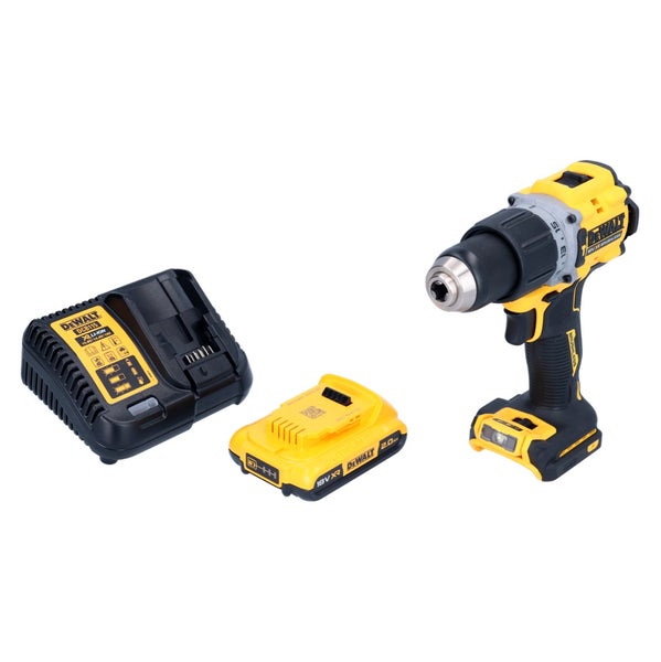 DeWalt Akku-Schlagbohrschrauber Set mit bürstenlosem Motor, 18 Volt Lithium-Ionen-Akku und Ladegerät.