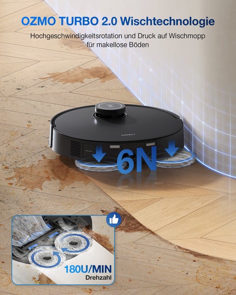 Saugroboter mit Wischfunktion auf Holzboden