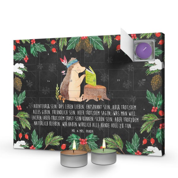 Mr. & Mrs. Panda Duftkerzen Adventskalender Igel Federschmuck - Schwarz