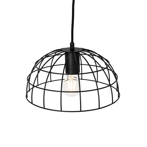 Hängelampe mit Käfigschirm und Glühbirne