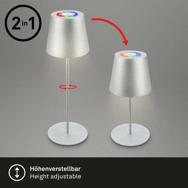 Tischlampe Akku Tischleuchte Kabellos Touch buntes RGB+W Licht höhenverstellbar