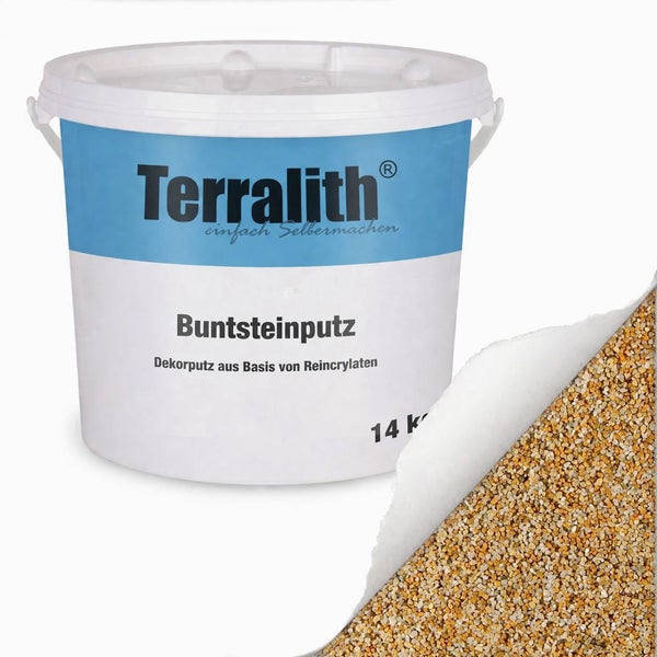 Terralith Buntsteinputz 14 Kilogramm, Dekorputz auf Basis von Reinacrylaten mit Strukturmuster.
