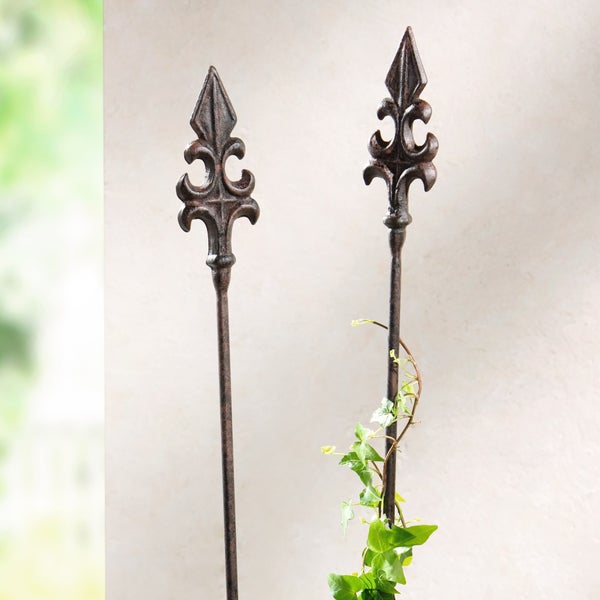 FRANK FLECHTWAREN | Gartenstecker Lilie, 2er Set, METALL, Lilie Höhe 14 cm, GH 110 cm