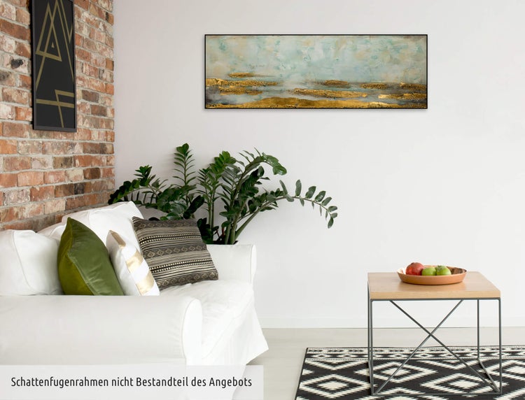 Handgemaltes Gemälde Acrylfarbe 120x40cm Gold