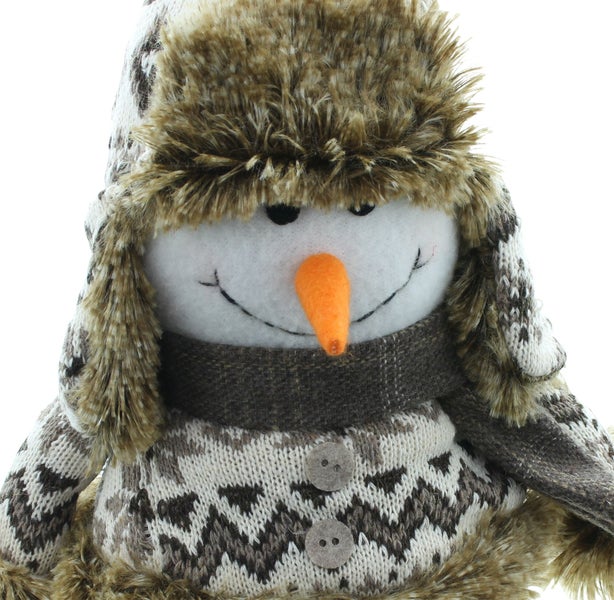 FRANK FLECHTWAREN | Kantenhocker Schneemann, 20 x 14 x 50 cm, POLYESTER, KUNSTSTOFF