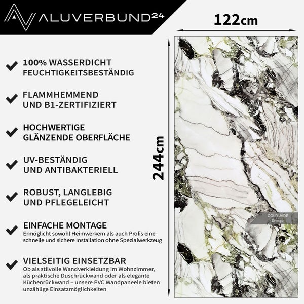 PVC Wandpaneel in Marmoroptik, 122 x 244 cm, mit Produkteigenschaften
