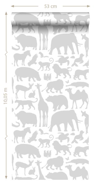 Tapetenrolle mit Tiermotiven, 53 cm breit, 10,05 m lang