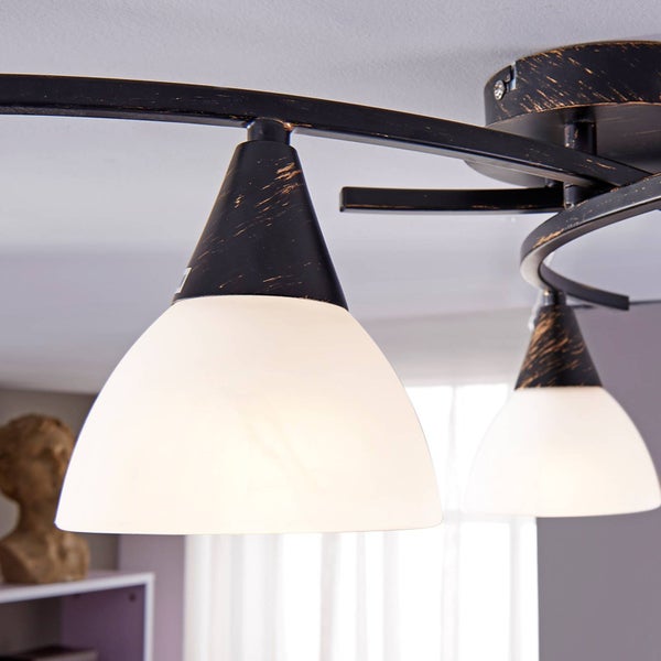 Lindby Deckenlampe Glas, Metall schwarz gold gebürstet Deckenstrahler 3x E14 max. 5W ohne Leuchtmittel Lampe Wohnzimmer Küchenlampe Strahler
