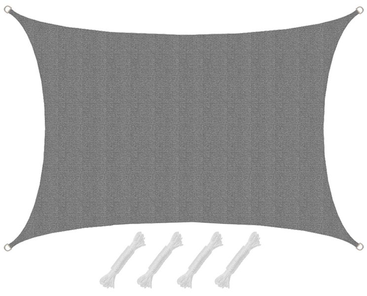 AMANKA UV Sonnensegel - 3x4 m HDPE Rechteckig - Sonnenschutz Plane Überdachung Garten Balkon Grau