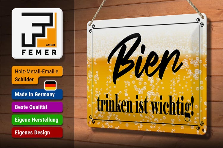 Blechschild Spruch 30x20cm Bier trinken ist wichtig