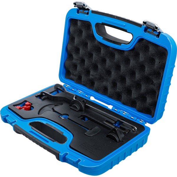 Motor-Einstellwerkzeugsatz im blauen Werkzeugkoffer