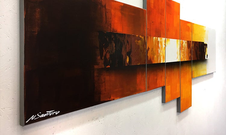 Das schöne Bild -Fiery Illumination- 210x80x2 cm handgemaltes Unikat