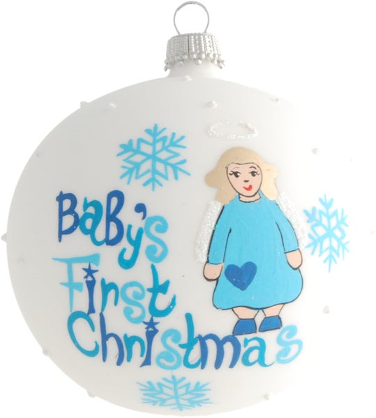 Baby-Kugel Junge 8cm, mundgeblasen, handdekoriert (1 Stück), 1 Stck., Weihnachtsbaumkugeln, Christbaumschmuck, Weihnachtsbaumanhänger
