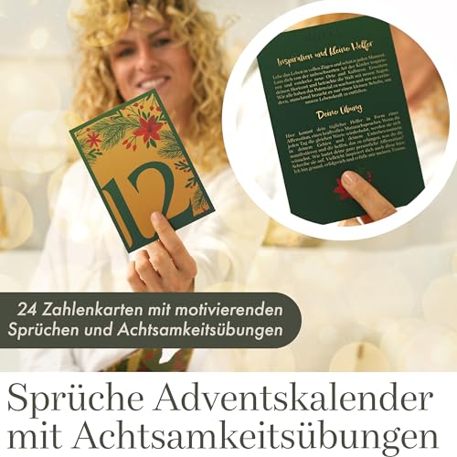 Adventskalender 2024 Frauen - 24 Achtsamkeitsübungen - Adventskalender Frauen Achtsamkeit & Motivation - Adventskalender Sprüche - Adventkalender Tischkalender - Adventskalender Achtsamkeit AC002