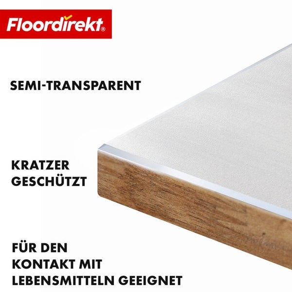Floordirekt Logo. Halbtransparent. Kratzer geschützt. Geeignet für den Kontakt mit Lebensmitteln.