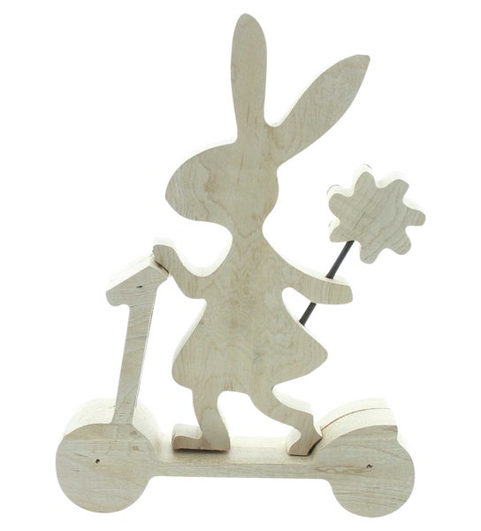 FRANK FLECHTWAREN | Häsin Osterfahrt, HOLZ, METALL, 17 x 4 x 23 cm