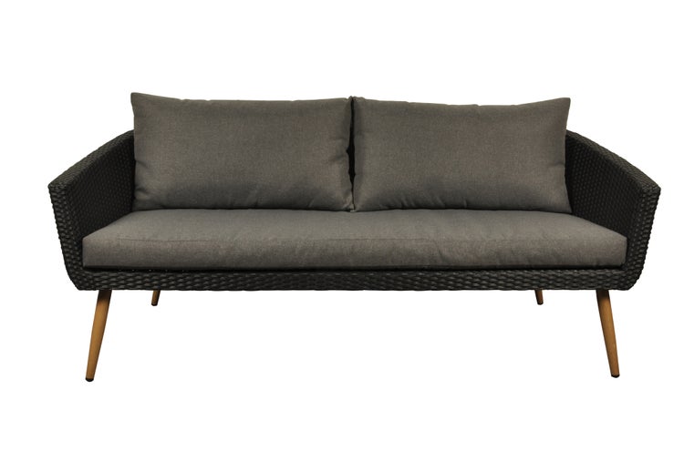 Accon Garten Lounge Sofa, 3 Personen inkl. Auflagen schwarz/grau. 181 X 70 X 78 cm