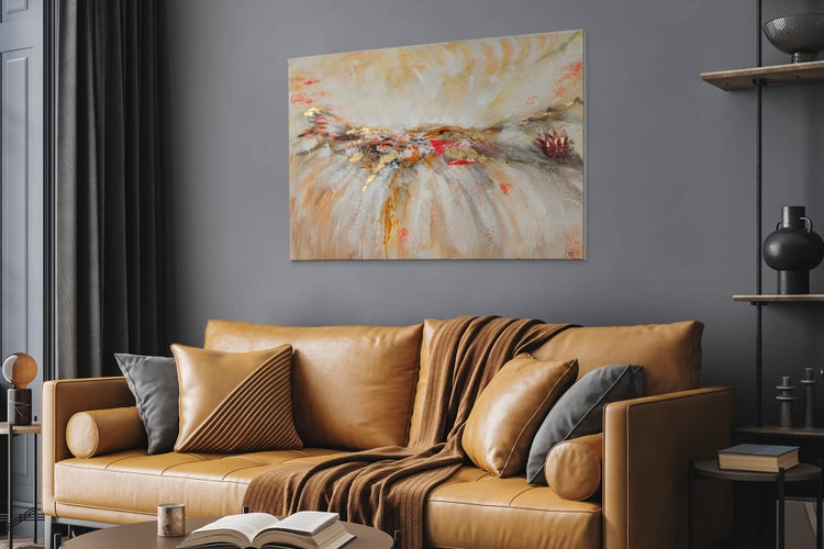 Handgemaltes Gemälde Acrylfarbe 120x80cm Beige