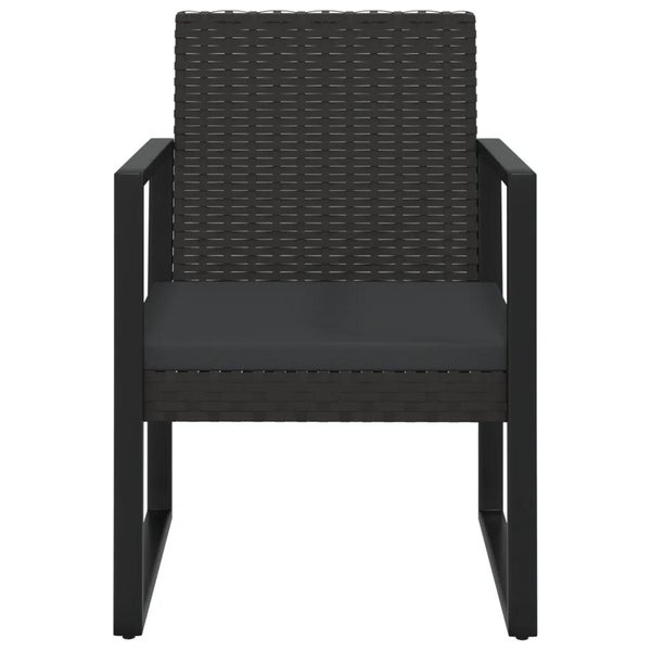 4-tlg. Garten-Lounge-Set mit Kissen Schwarz Poly Rattan