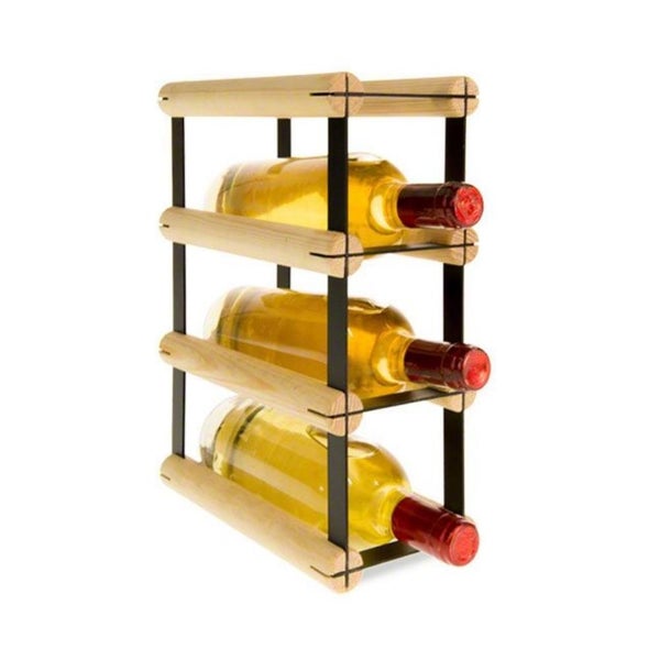 PROREGAL Modulares Weinregal Vinotega Mod Metal HxBxT 32,5 x 12,5 x 24,5 cm 1 x 3 Flaschen Massives Kiefernholz Natur