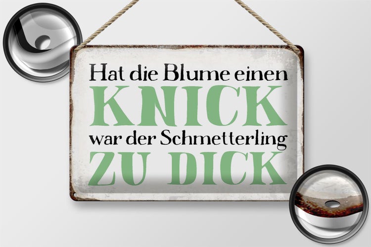 Blechschild Spruch 30x20cm Blume Knick Schmetterling dick