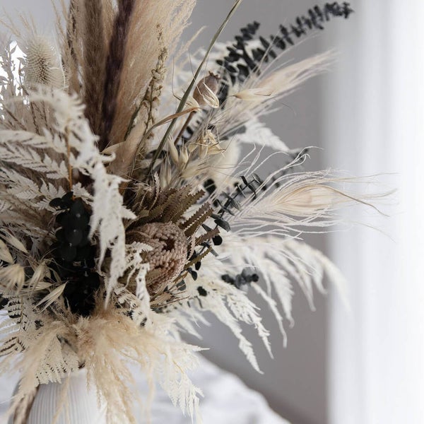Brautstrauß Trockenblumen Boho weiß
