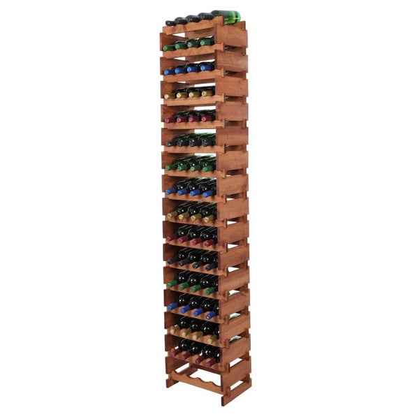 Weinregal VINOTECA FLEX PRO HxBxT 219x46x28cm 64 Flaschen auf 16 Ebenen Massives Kiefernholz Braun geölt