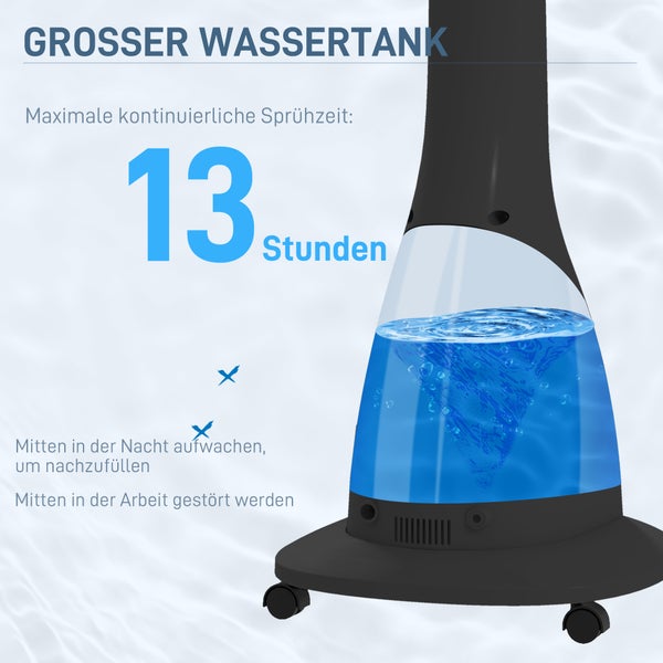 Großer Wassertank eines Luftbefeuchters mit einer maximalen kontinuierlichen Sprühzeit von 13 Stunden.