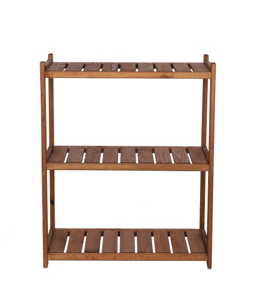 PROREGAL Holzregal SPREEWALD HxBxT 86x70x33cm 3 Ebenen Massives Kiefernholz Braun geölt