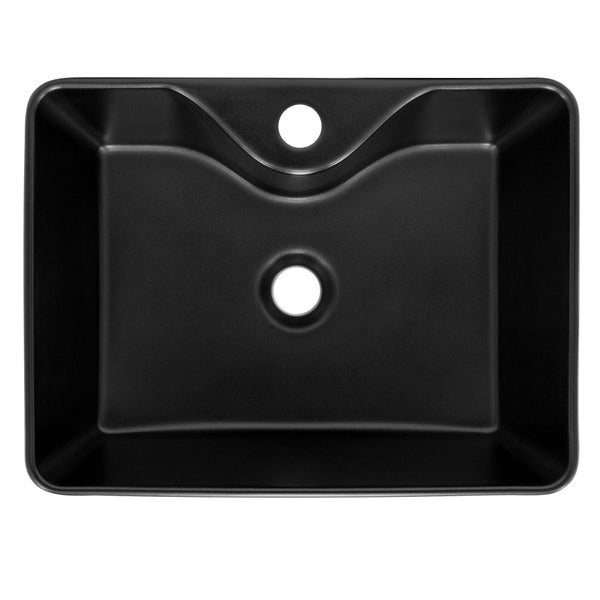 ML-Design Waschbecken aus Keramik in Schwarz matt 49x36,5x14 cm mit Ablaufgarnitur, Abgerundeten Ecken, Aufsatzwaschbecken, Moderne Waschtisch, Waschschale mit Armaturloch, Waschplatz Handwaschbecken