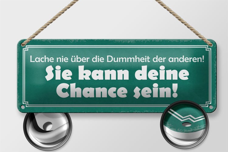 Blechschild Spruch 27x10cm lache nie über die Dummheit der Dekoration